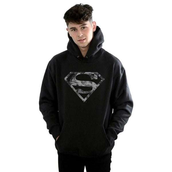 DC Comics Mens Superman Marble Logo Hoodie - Black