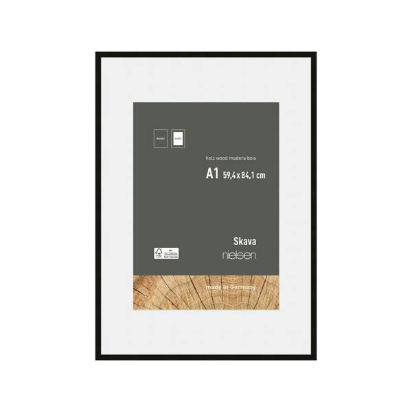 nielsen Skava Black Wooden Picture Frame with White Mount