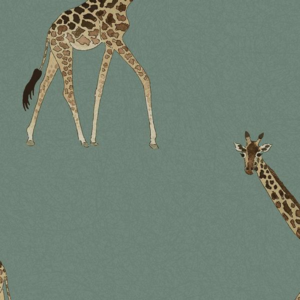 Sophie Allport Giraffe Heritage Teal Wallpaper