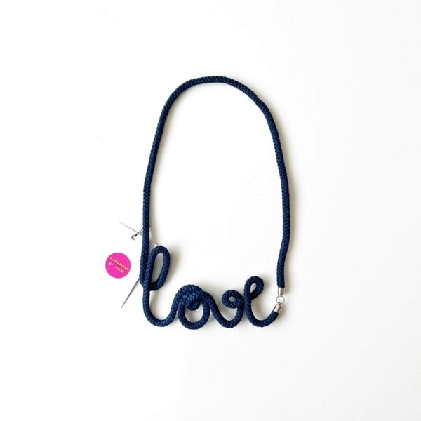 Navy Love Word Necklace