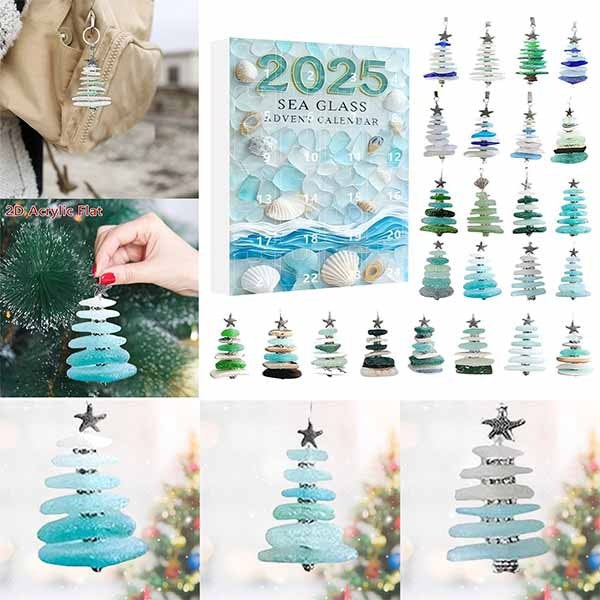 Leaper Acrylic Sea-Glass Christmas Tree Ornament Countdown Calendar