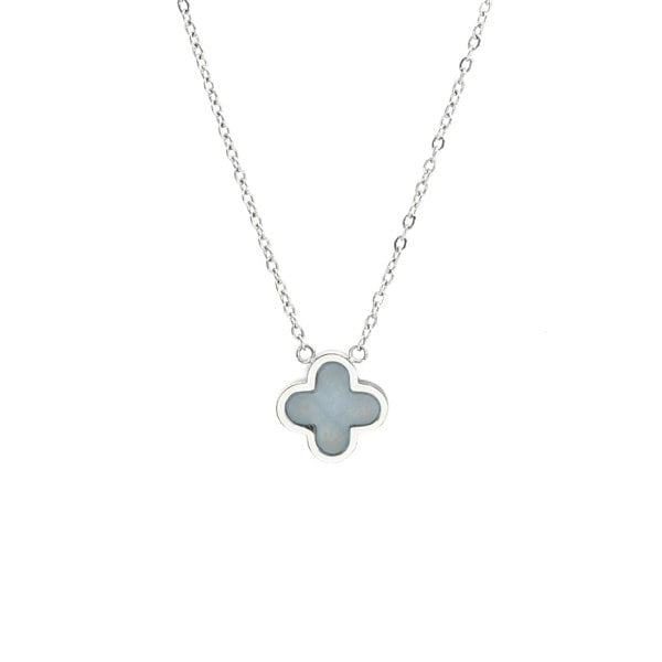 Say It With Turquoise Crystal Clover Necklace - Silver