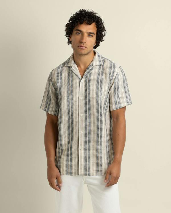 Larsson & Co Ivar - Waffle Jacquard Stripe Short Sleeve Shirt