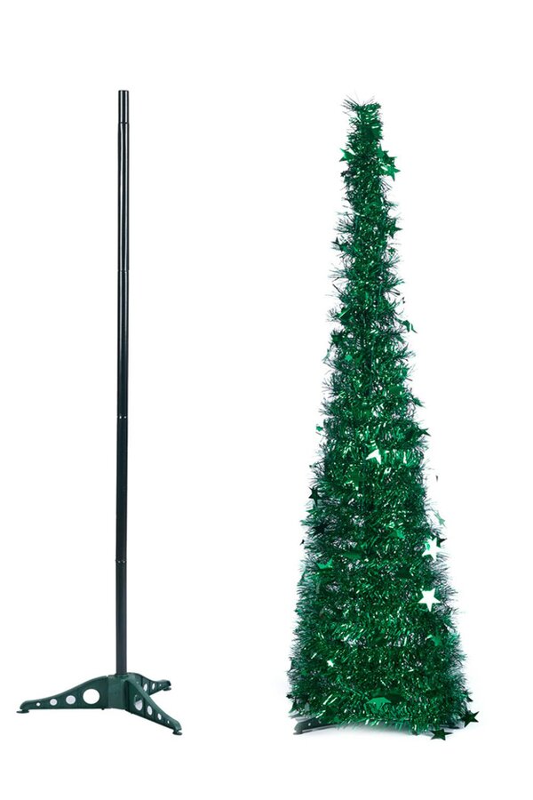 Living and Home Collapsible 1.2M Adjustable Tinsel Christmas Tree with Base