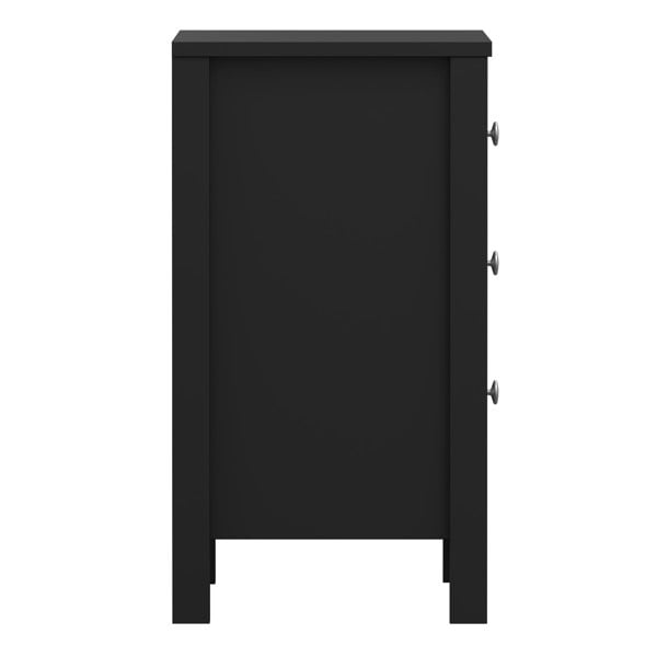 Furniture To Go Madrid Bedside Table 3 Drawers in Matt Black