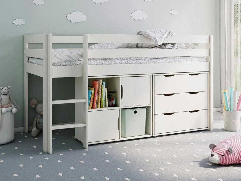 Nora Mid Sleeper Storage Cabin White