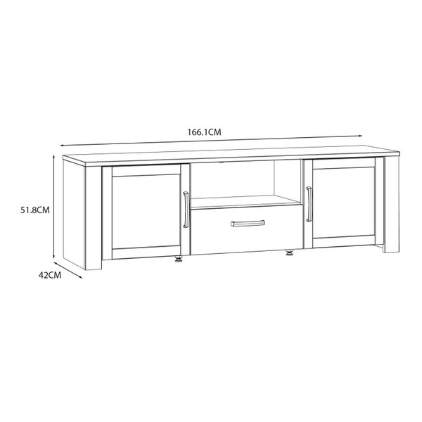 Wyld Haus Bramblecroft White and Natural Oak Wood TV Unit 2 Door 1 Drawer