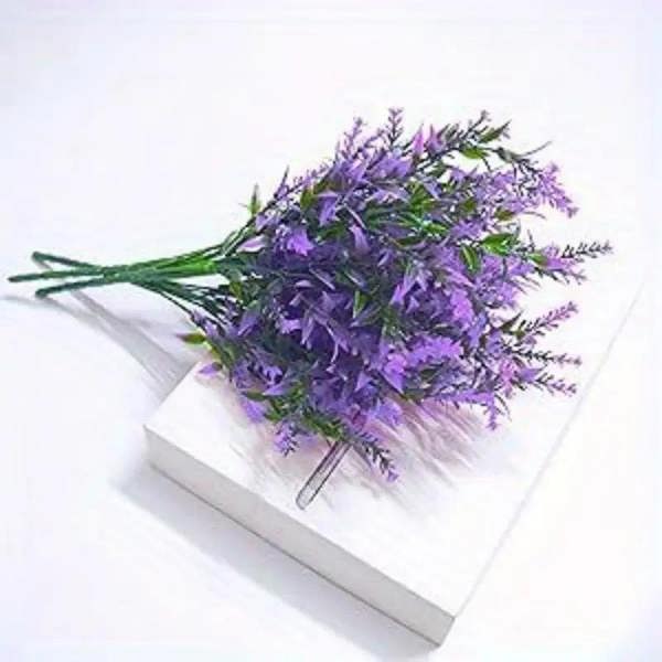 Dyzi Artificial Lavender Topiary Flowers Weatherproof Bushes with Spike