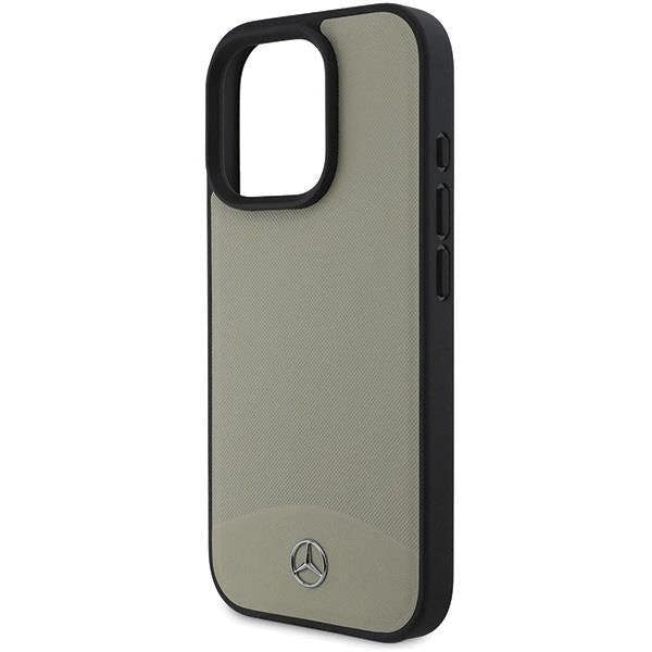 Mercedes MB Textured and Plain Leather Case with MagSafe for iPhone 16 Pro Max 6.9" Beige - MEHMP16X23RBARE