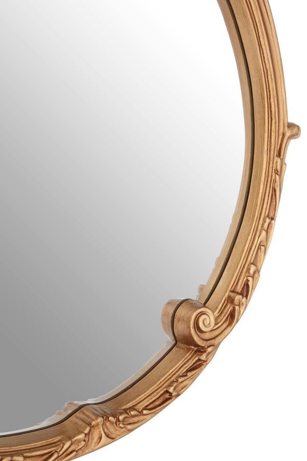 Interiors by Premier Tina Gold Finish Round Acanthus Leaf Wall Mirror
