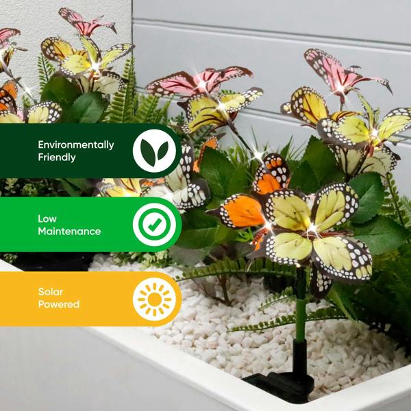 Gardenwize Pack of 2 Solar Butterfly Stake Lights – Colour Changing LED Garden Lights