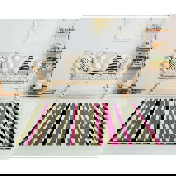 Linea Striped Pink Washable Rug – The Rugs