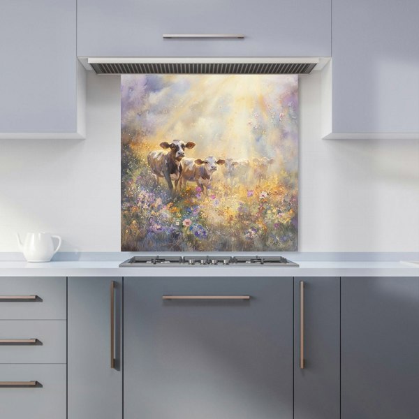 Warren Reed Cows in Meadow Glass Kitchen Splashback - 00017