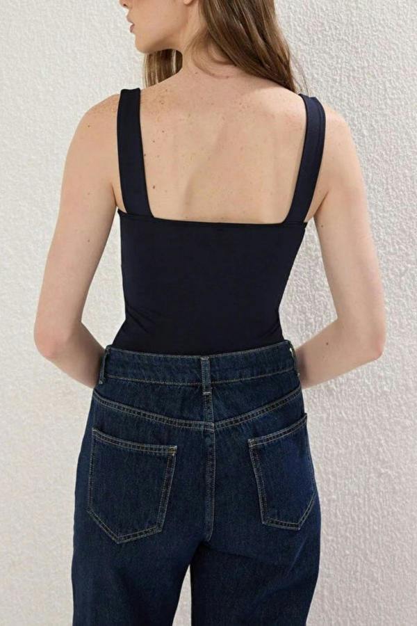 WOVCOR Square Neck Knit Bodysuit