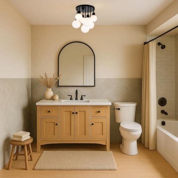 COSYLYTE Broome Bathroom 7 Light Opal Glass Ceiling Light