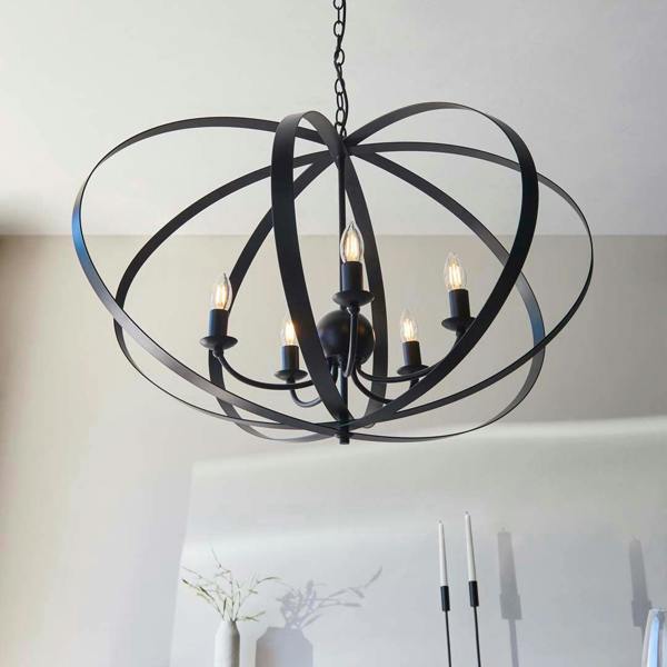 Pagazzi Lighting Midnight 5 Light Matte Black Pendant Ceiling Light