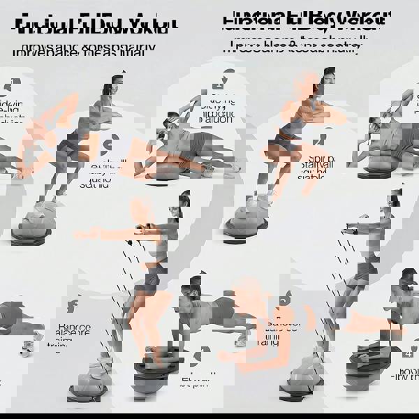 Centra Half Balance Ball Trainer with Resistance Band Core Trainer Strength Gym