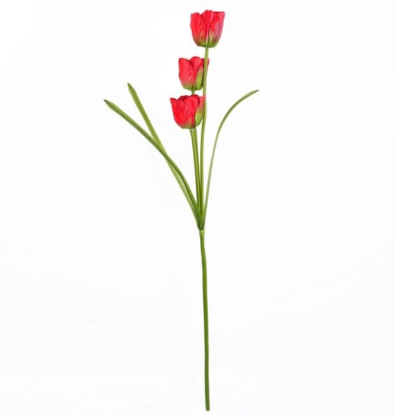 Leaf Pack of 6 x 80cm Artificial Tulip Red Stem