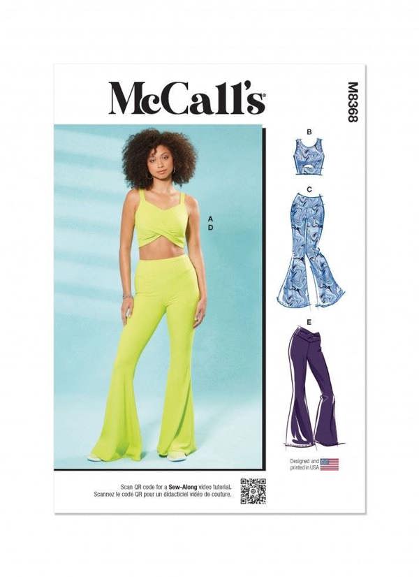 McCalls 8368 Paper Sewing Pattern – Women's Trousers, Top & Sportswear, Size XS-XL, Intermediate