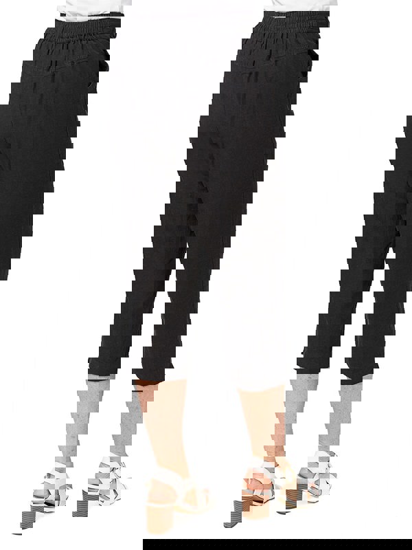 PennyPlain Linen Blend Cropped Trousers - Charcoal