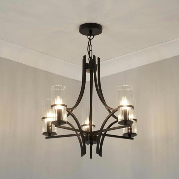 Pagazzi Lighting Davina 5 Light Black Pendant Chandelier Ceiling Light
