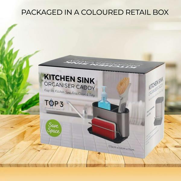 Top 3 Kitchen Sink Caddy Organiser Sponge Brush Holder Stainless Steel