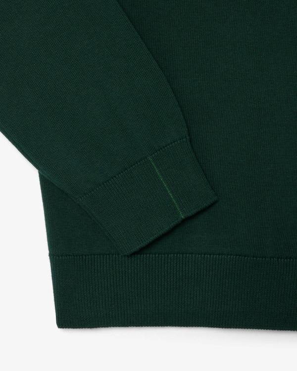 Lacoste Mens Organic Cotton Crew Neck Sweater - Sinople YZP | CHO | Designer Mens Crew Neck Sweatshirts