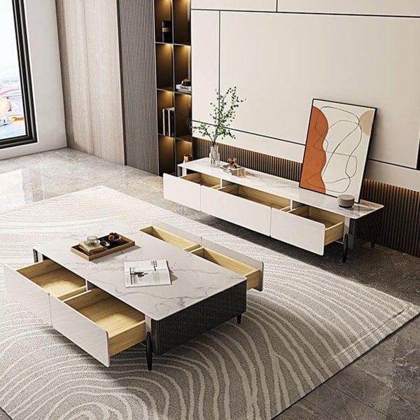 LUOLUO Rectangular Coffee Table With TV Stand-Weilai Concept-Weilai Concept