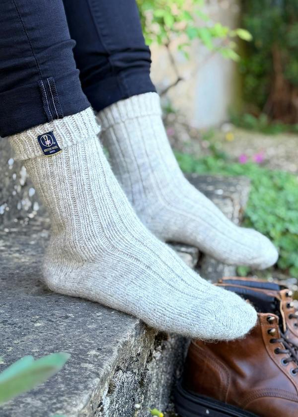 Jemsox British Wool Boot Socks – Light Grey Natural | 100% British Wool Luxury Boot Socks
