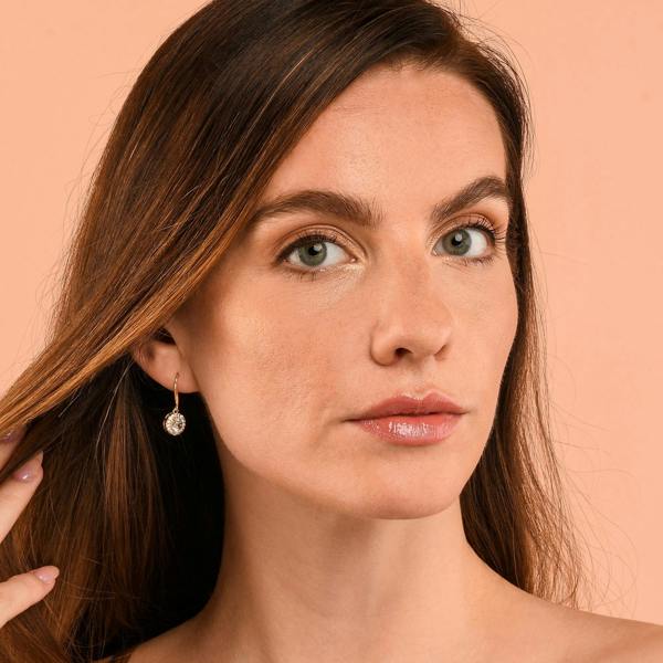 Zavana Gold Plated Round Halo Drop Earrings with Clear Cubic Zirconia Stones for women