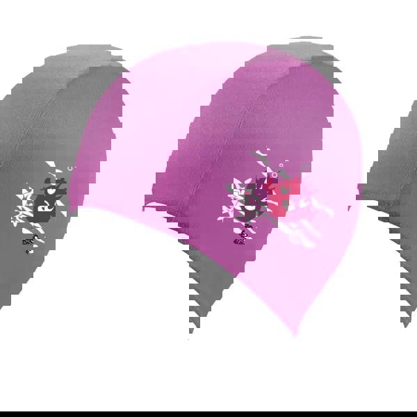 Playful pink BECO Sealife Junior swimming cap with skull design