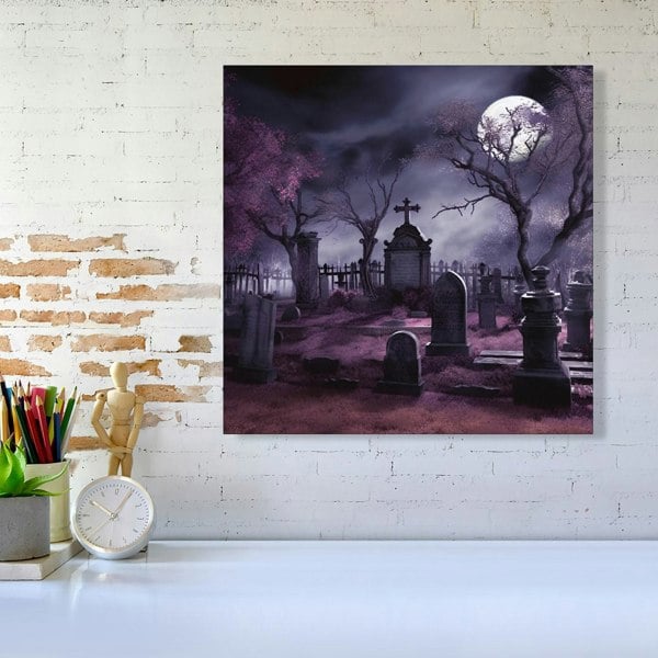 Warren Reed Witchs Moonlit Cemetery Design Canvas