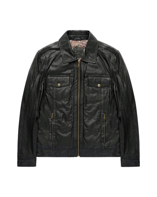 Gabicci AGABJ04 Leather Dean Western Jacket BLACK