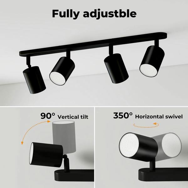 EMITTO Ceiling Spotlight Adjustable Kitchen Bar Spot Light LED GU10 No Bulbs