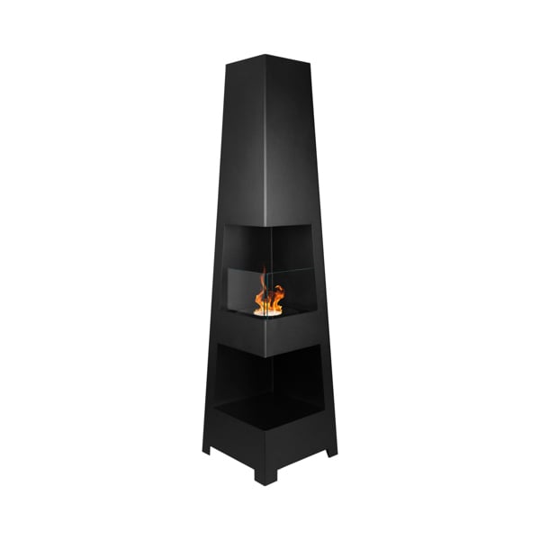 BIOFireplacesGMT Freestanding Bio Fireplace Pyramid Garden Black Matt Ventless