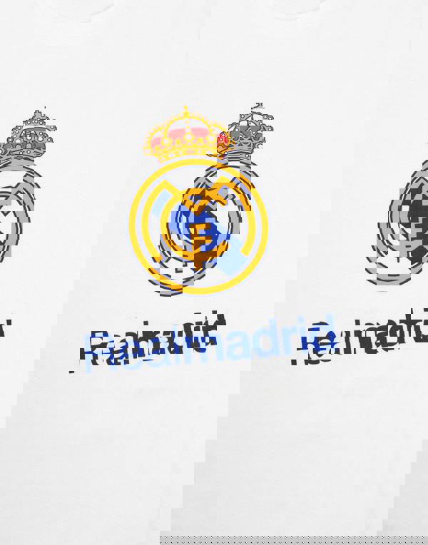 Real Madrid Mens White Logo Short Sleeve Long Leg Pyjama Set