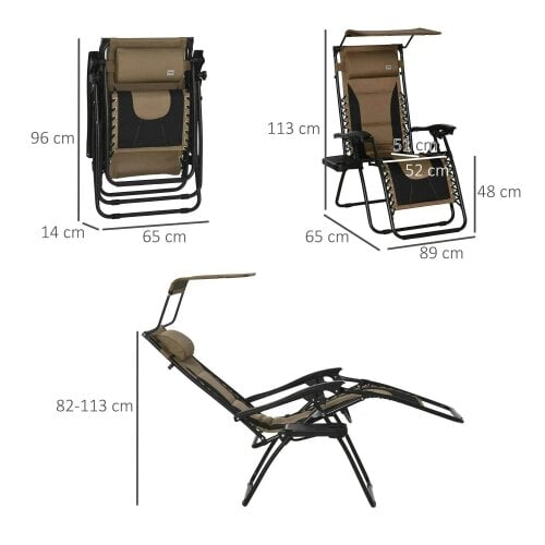 Bobobiy Zero Gravity Lounger Chair, Folding Reclining Patio Chair - Shade Cover, Padded Seat, Cup Holder, Soft Cushion & Headrest for Poolside