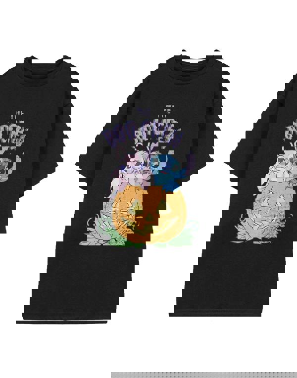 Disney Lilo & Stitch Girls Black BOO Crew Short Sleeved T-Shirt