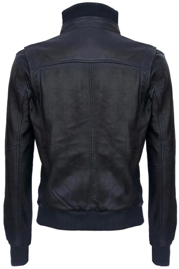 Infinity Leather Mens Leather Varsity Bomber Jacket-Adana