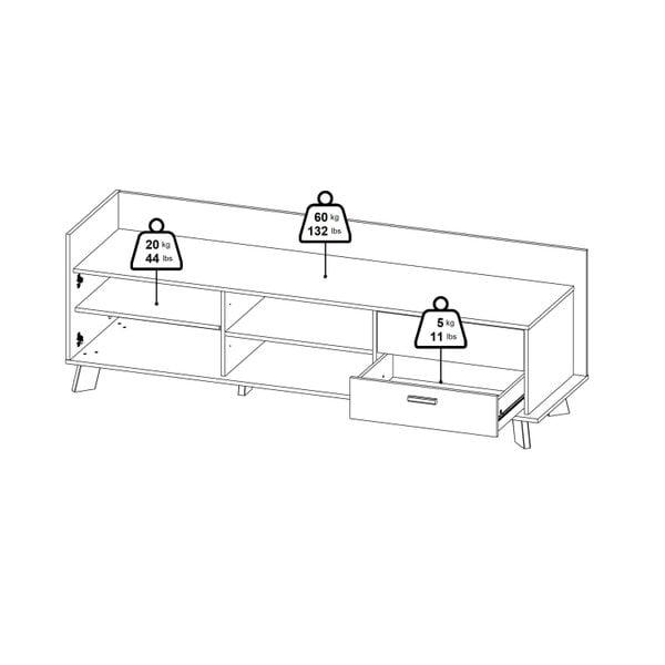 Wyld Haus Hobro White and Natural Oak Wood TV Unit with 1 Door 2 Drawers