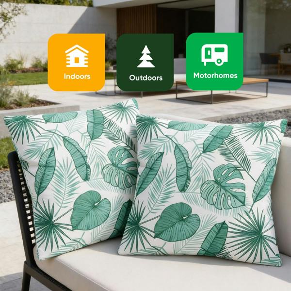 Gardenwize Pair of Outdoor Scatter Cushions – Botanical Leaf Design