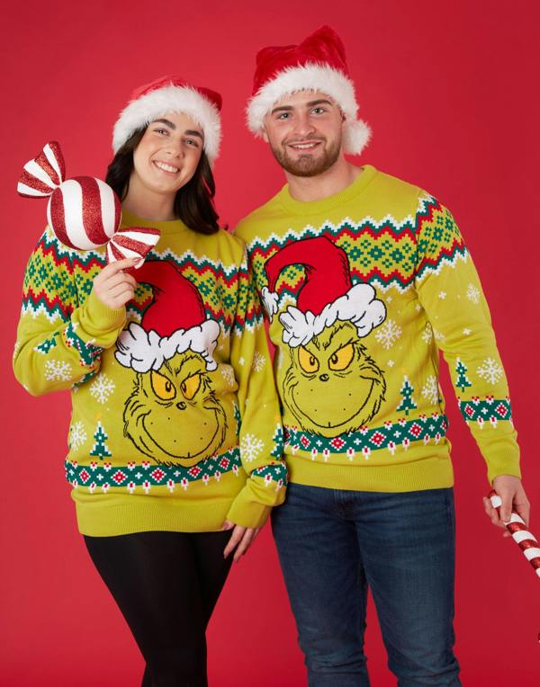 The Grinch Unisex Green The Grinch In Santa Hat Christmas Jumper