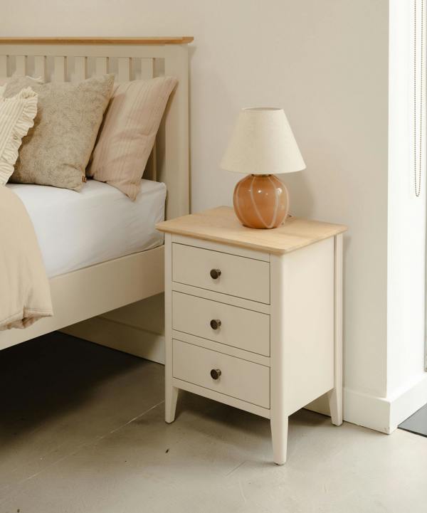 Statement Furniture Pembroke Bedside Table with 3 Drawers and Oak Top