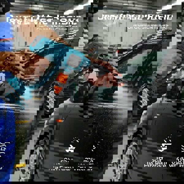 Traderight Cordless Portable Pressure Washer 50Bar 230L/H Spray Gun Car Cleaner