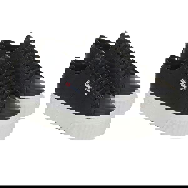 Superga Womens/Ladies 2740 Nappa Leather Platform Trainers - Black/Avorio