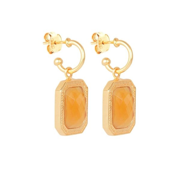 Lila Rasa Rectangular Citrine Crystal Hoops