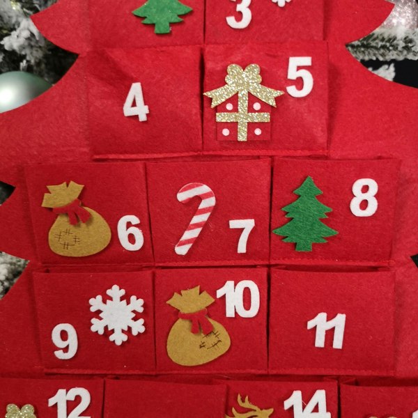 Samuel Alexander 90cm Fabric Tree Shape Advent Calendar Christmas Decoration in Red