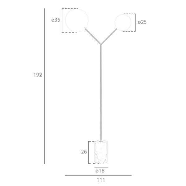 Angel Cerdá Floor Lamp in White Marble, Golden Steel and White Glass 8048