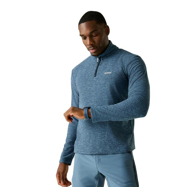 Regatta Mens Thompson Marl Half Zip Fleece Jacket - China Blue - 