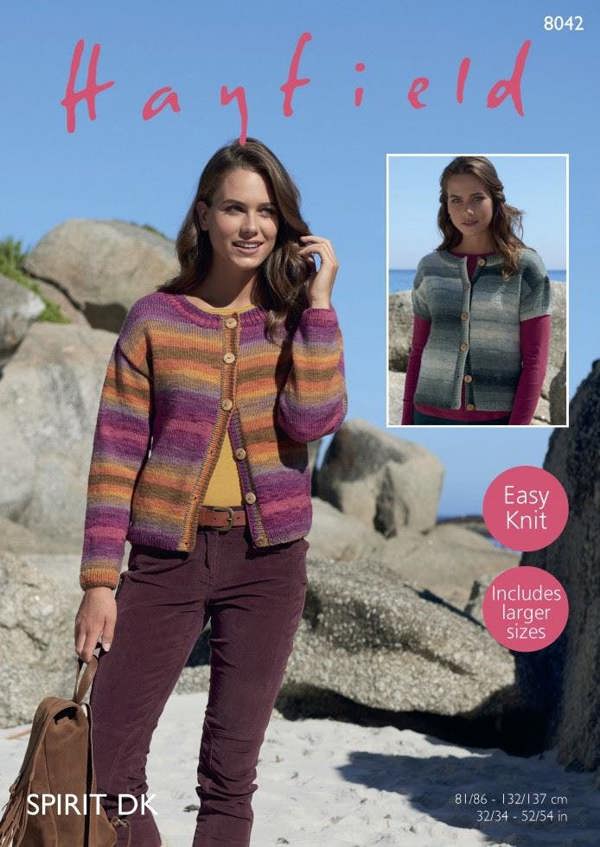 Hayfield Spirit DK Knitting Pattern 8042, Cardigans for Women, 32 - 54 Inches - Easy